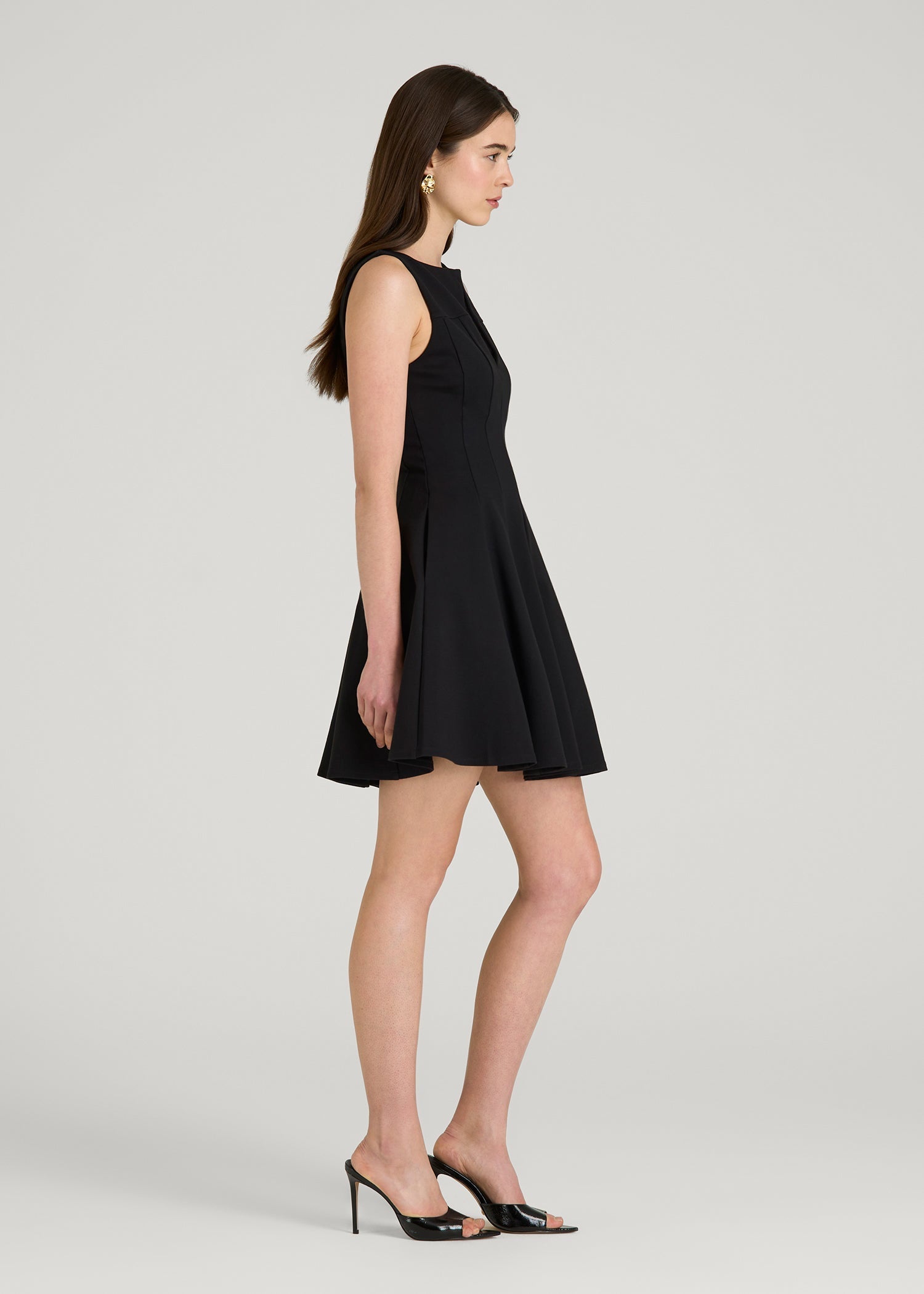 American Tall Sale | Soft Flex Ponte Mini Babydoll Dress for Tall Women in Black