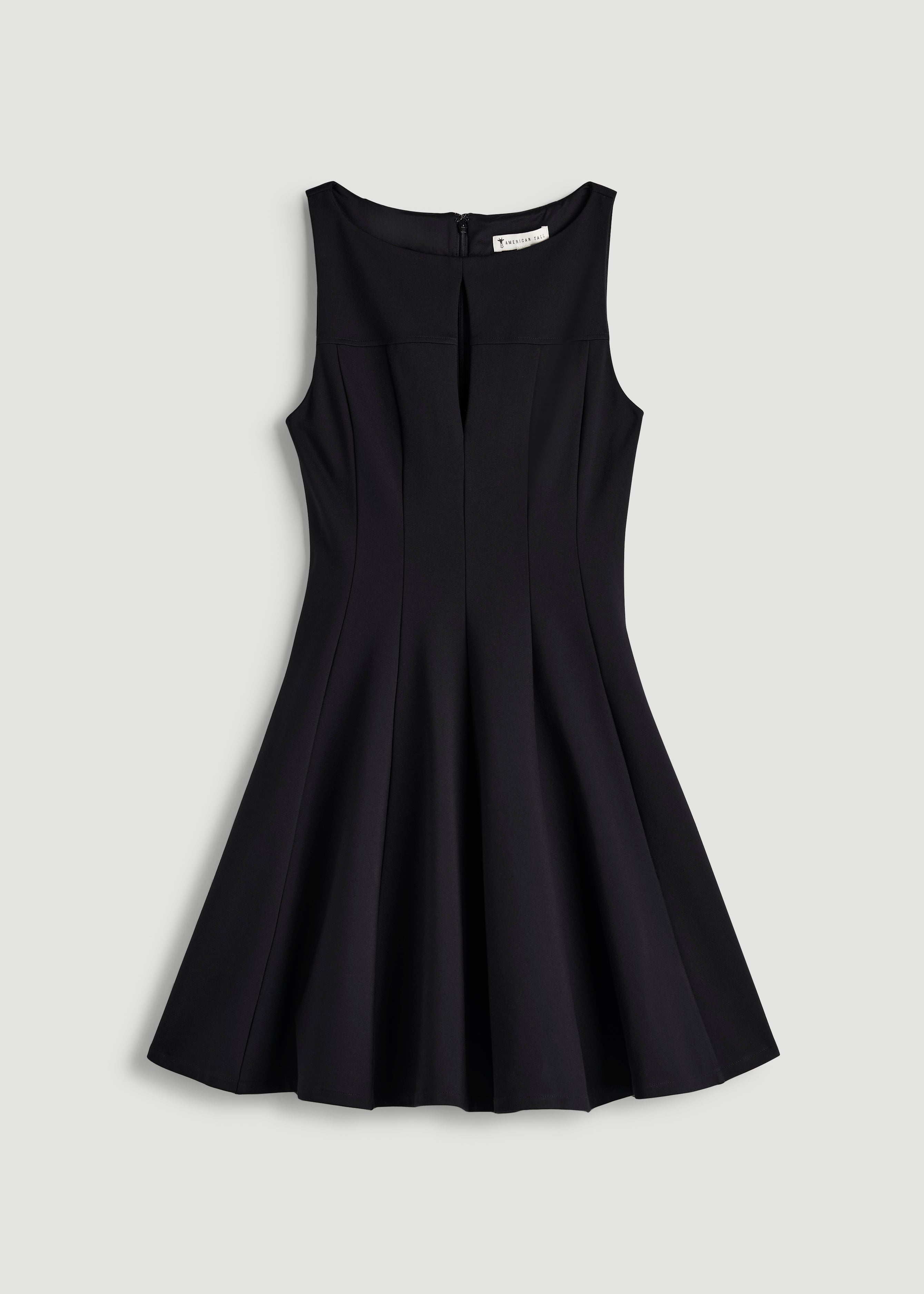 American Tall Sale | Soft Flex Ponte Mini Babydoll Dress for Tall Women in Black