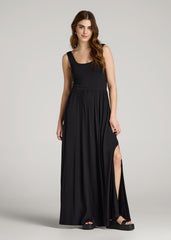 American Tall Outlet | Jersey Tank Maxi Dress with Pockets for Tall Women in Black