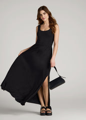 American Tall Outlet | Jersey Tank Maxi Dress with Pockets for Tall Women in Black