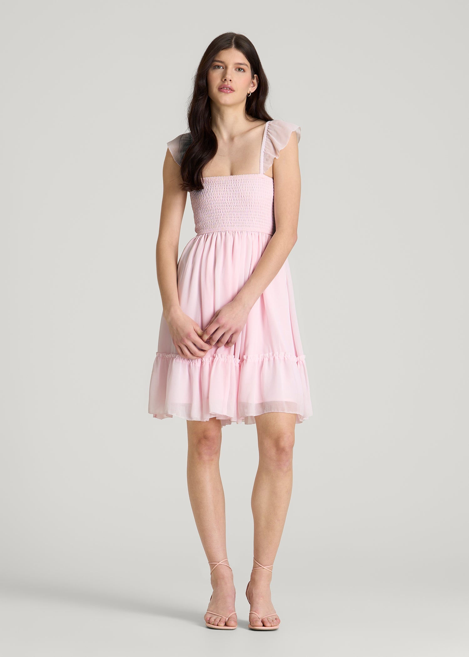 American Tall For Sale | Chiffon Mini Gumdrop Dress for Tall Women in Barely Pink