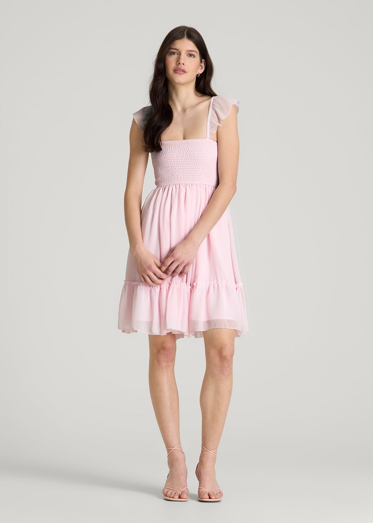 American Tall For Sale | Chiffon Mini Gumdrop Dress for Tall Women in Barely Pink