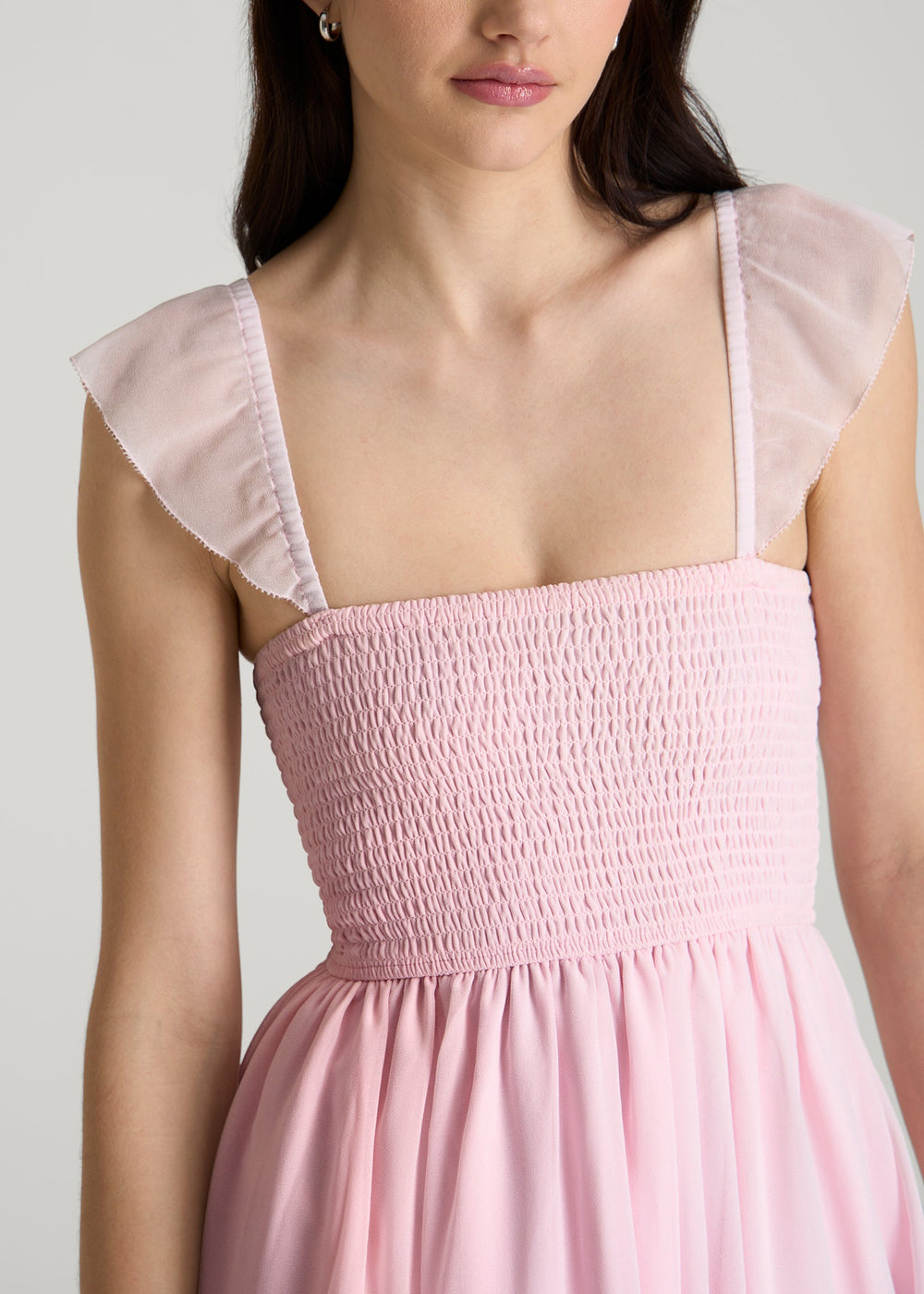 American Tall For Sale | Chiffon Mini Gumdrop Dress for Tall Women in Barely Pink