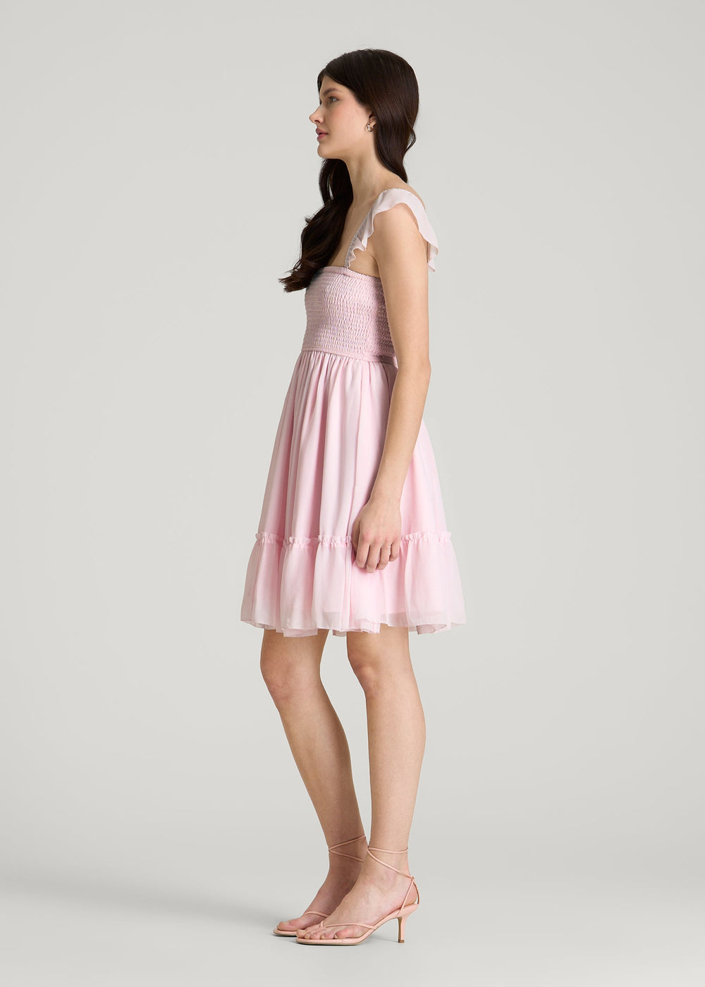 American Tall For Sale | Chiffon Mini Gumdrop Dress for Tall Women in Barely Pink