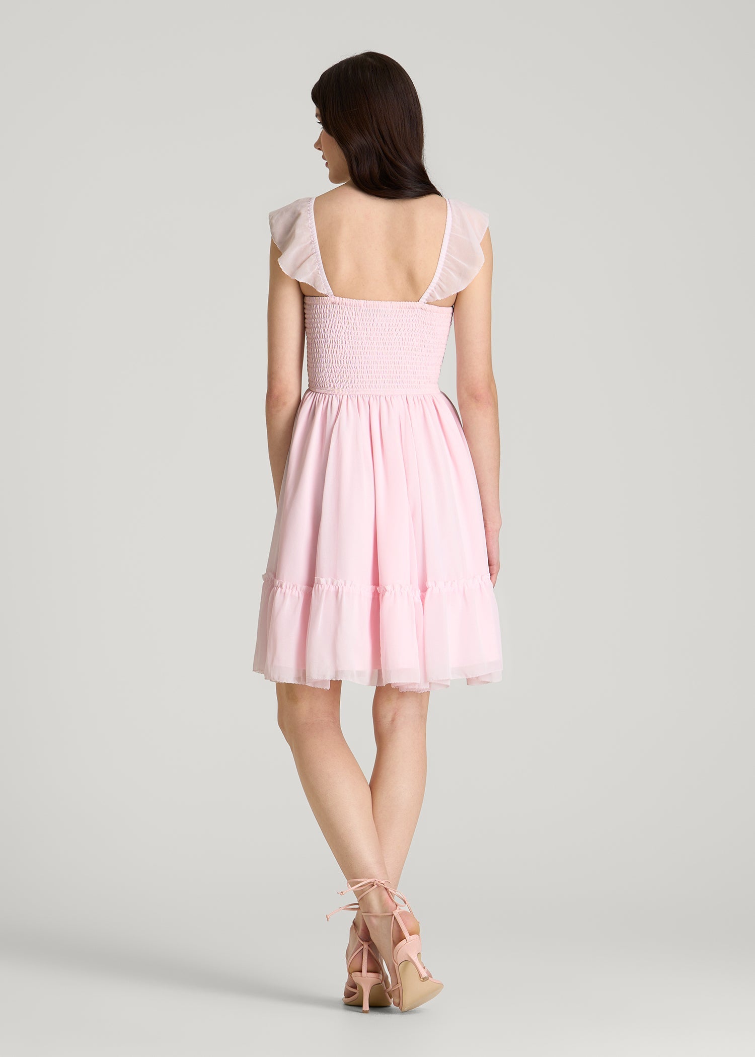 American Tall For Sale | Chiffon Mini Gumdrop Dress for Tall Women in Barely Pink
