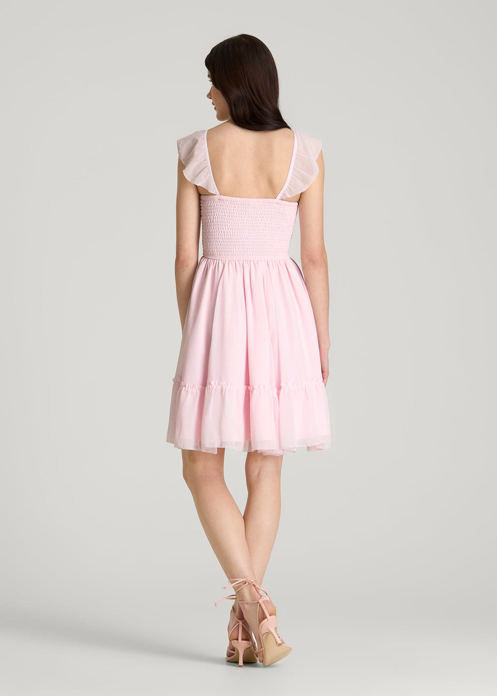 American Tall For Sale | Chiffon Mini Gumdrop Dress for Tall Women in Barely Pink