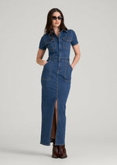 American Tall Discount | Maxi Denim Dress for Tall Women in New Colorado Blue