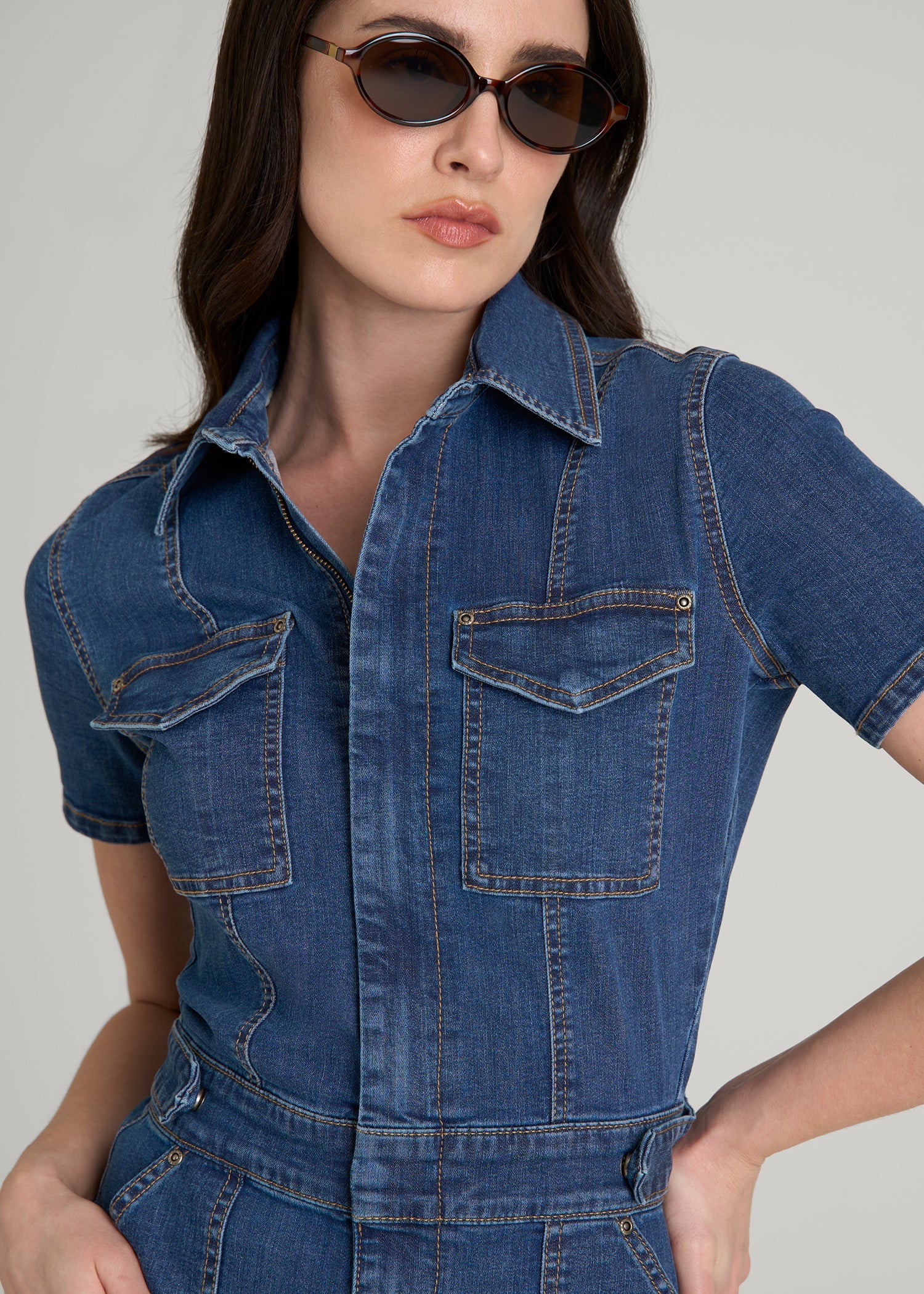 American Tall Discount | Maxi Denim Dress for Tall Women in New Colorado Blue
