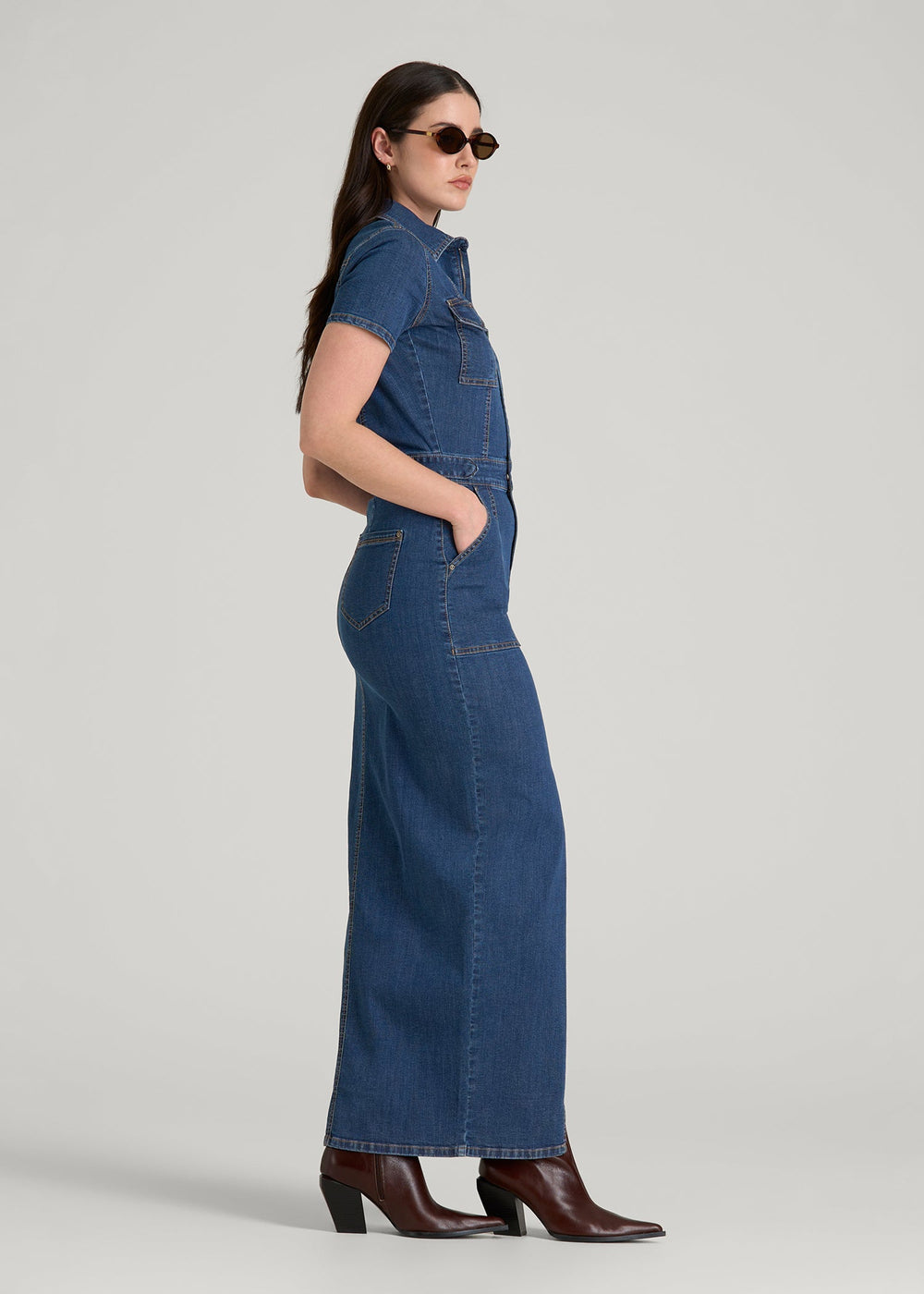 American Tall Discount | Maxi Denim Dress for Tall Women in New Colorado Blue