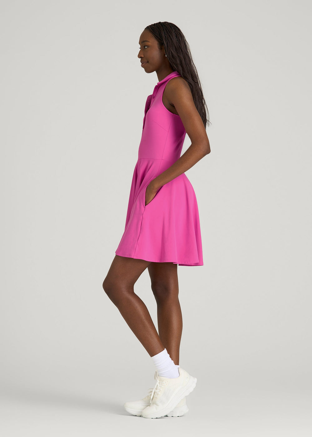 American Tall Online | Balance Racerback Sleeveless Polo Dress for Tall Women in Magenta