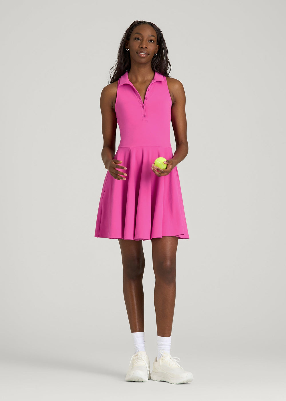 American Tall Online | Balance Racerback Sleeveless Polo Dress for Tall Women in Magenta