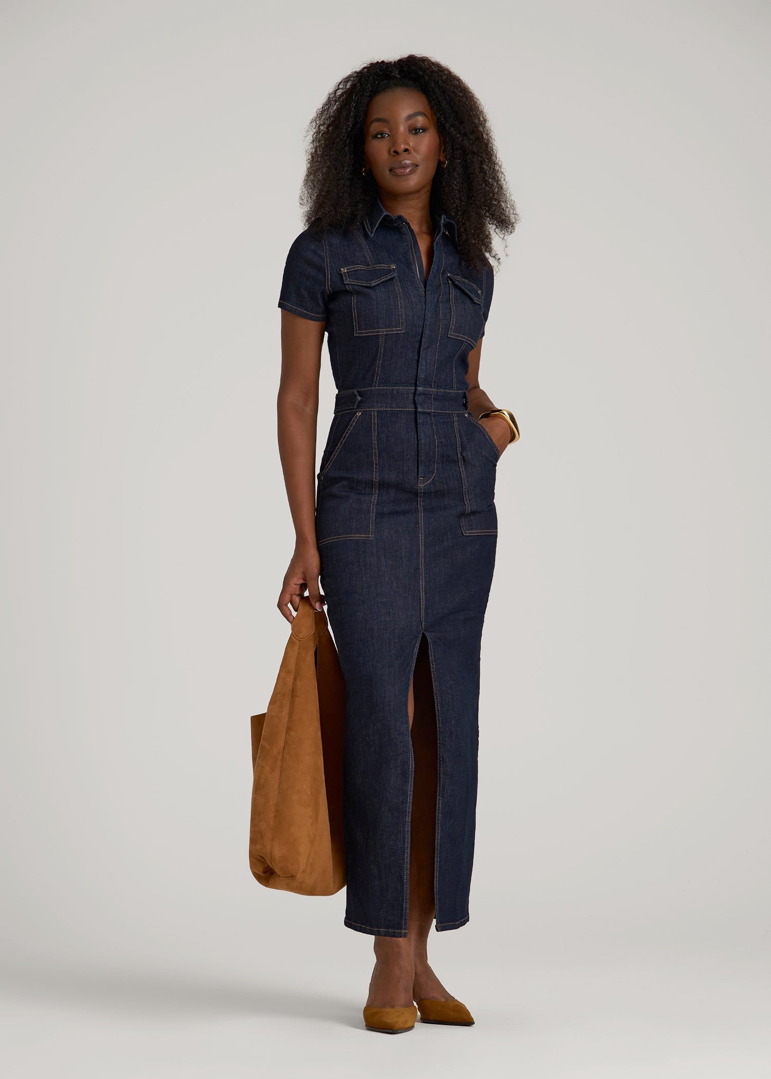American Tall Sale | Maxi Denim Dress for Tall Women in Rinse Wash