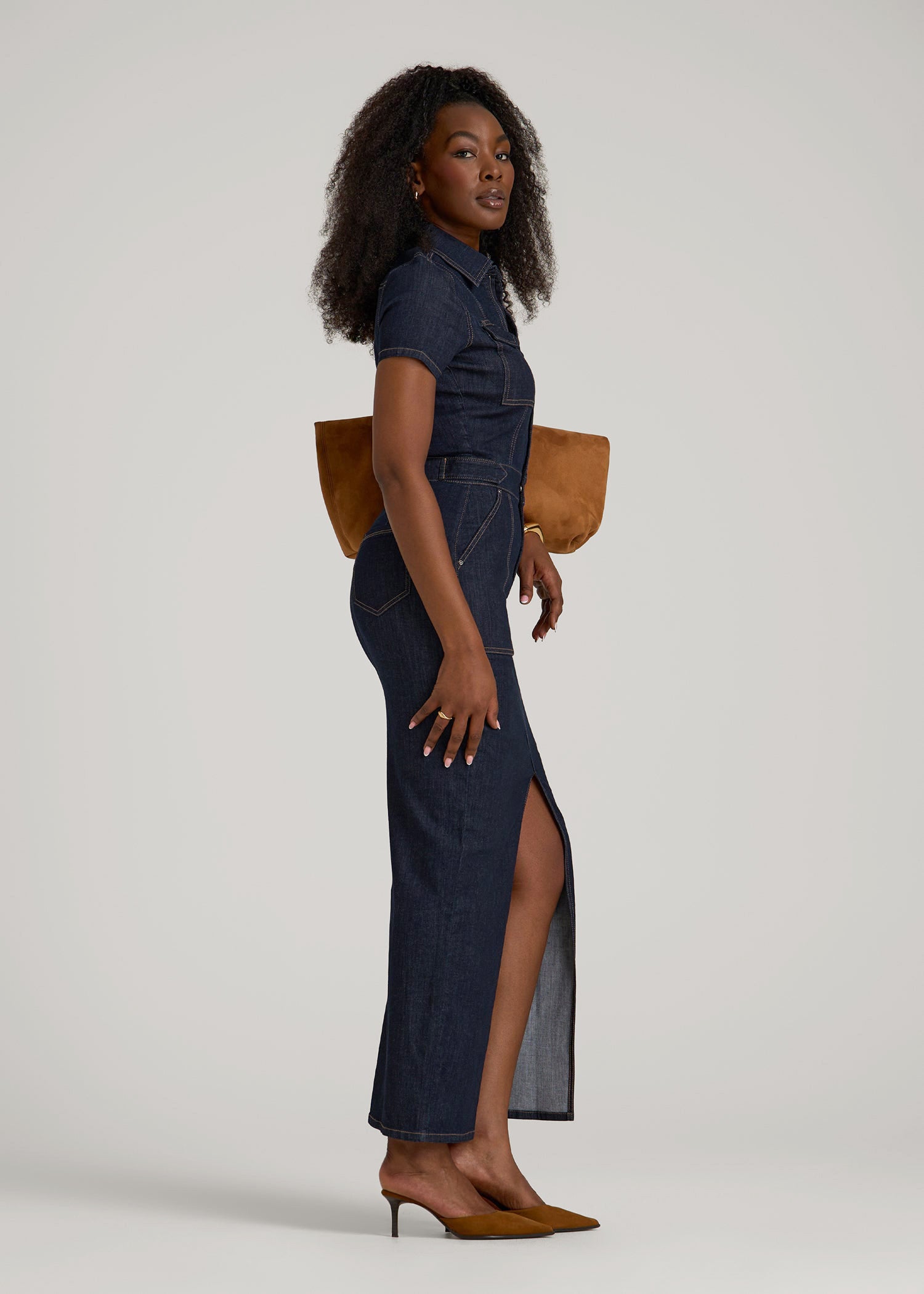 American Tall Sale | Maxi Denim Dress for Tall Women in Rinse Wash