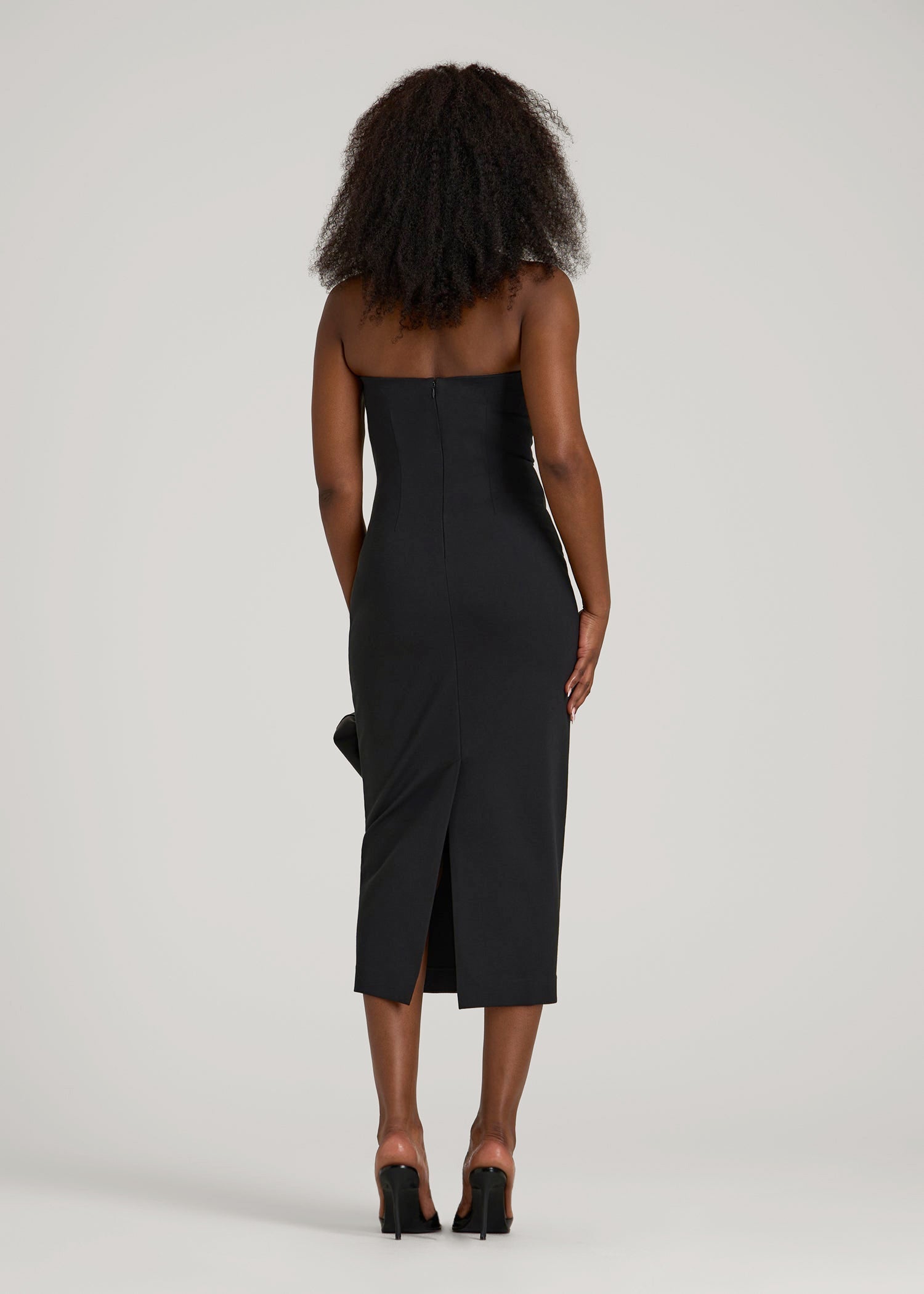 American Tall Outlet | Soft Flex Ponte Fitted Bustier Dress for Tall Women in Black