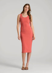 American Tall Discount | Midi Cross Back Sleeveless Dress for Tall Women in Sunset Coral