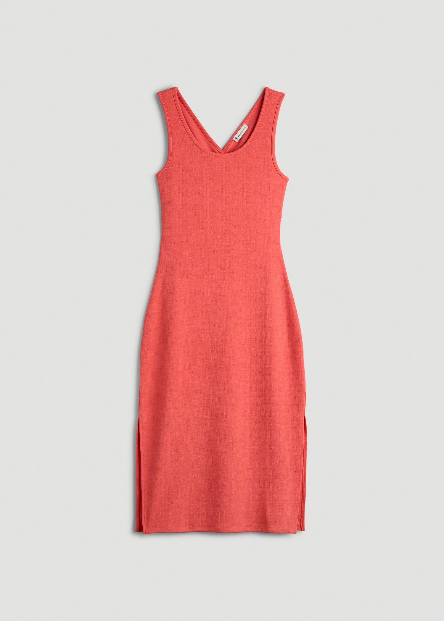 American Tall Discount | Midi Cross Back Sleeveless Dress for Tall Women in Sunset Coral