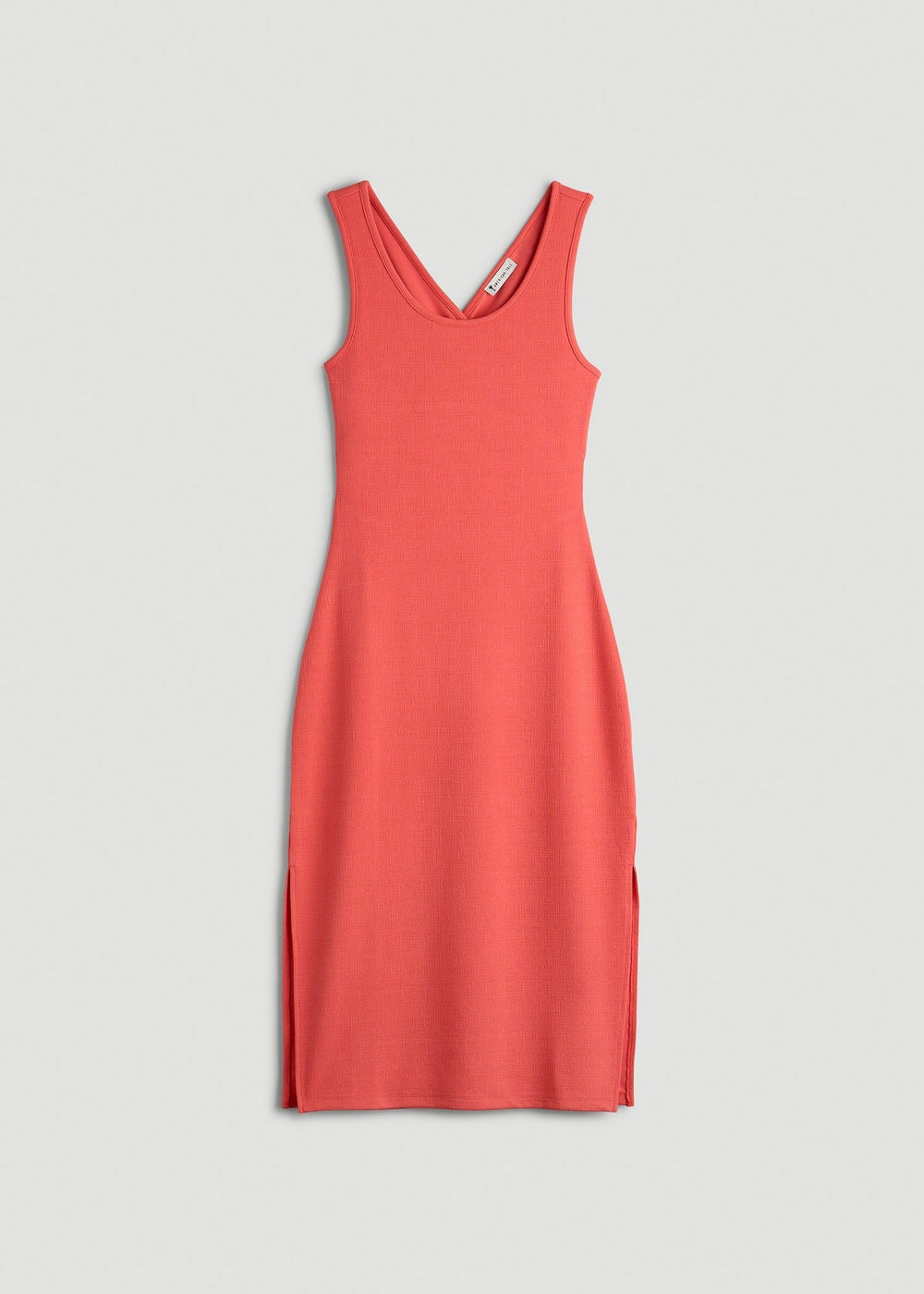 American Tall Discount | Midi Cross Back Sleeveless Dress for Tall Women in Sunset Coral