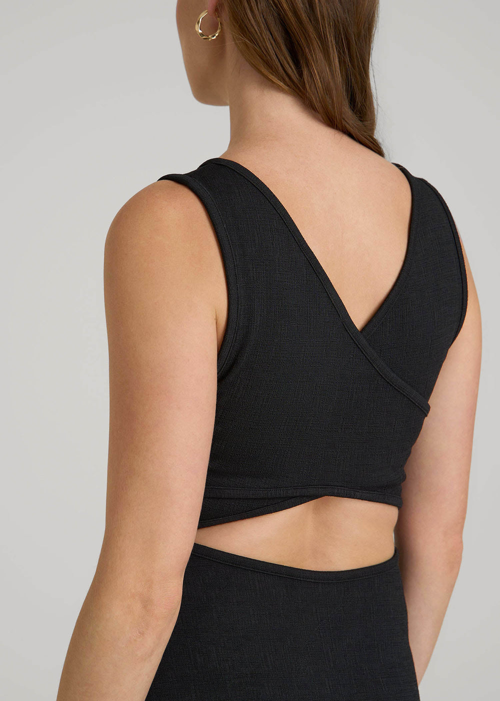 American Tall Online | Midi Cross Back Sleeveless Dress for Tall Women in Black