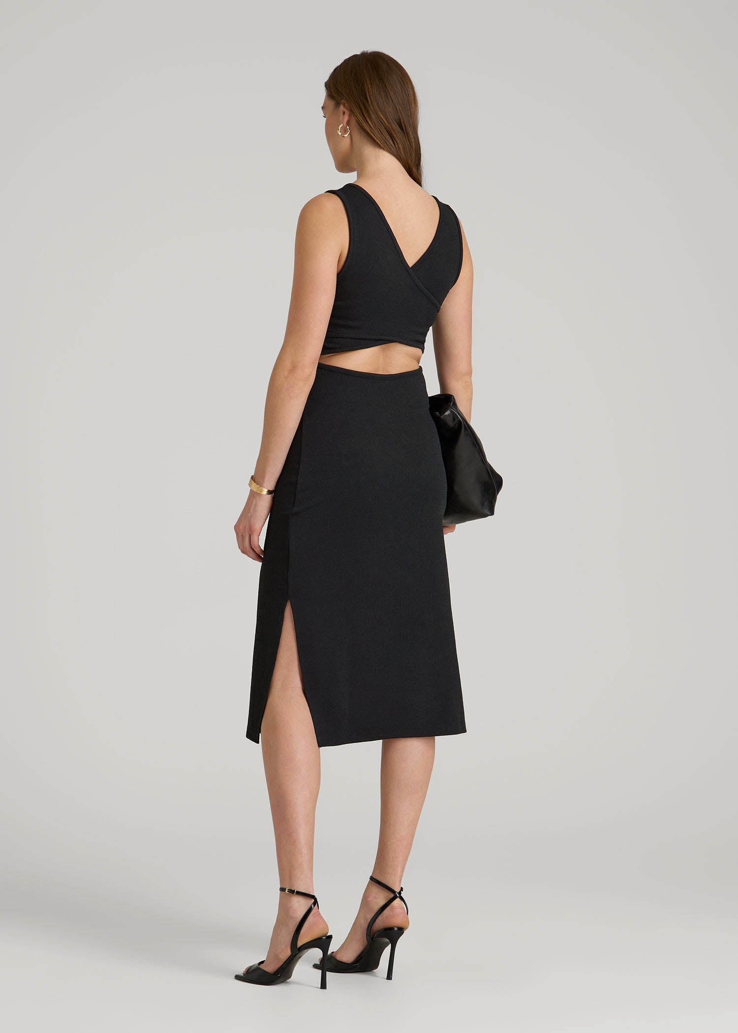 American Tall Online | Midi Cross Back Sleeveless Dress for Tall Women in Black
