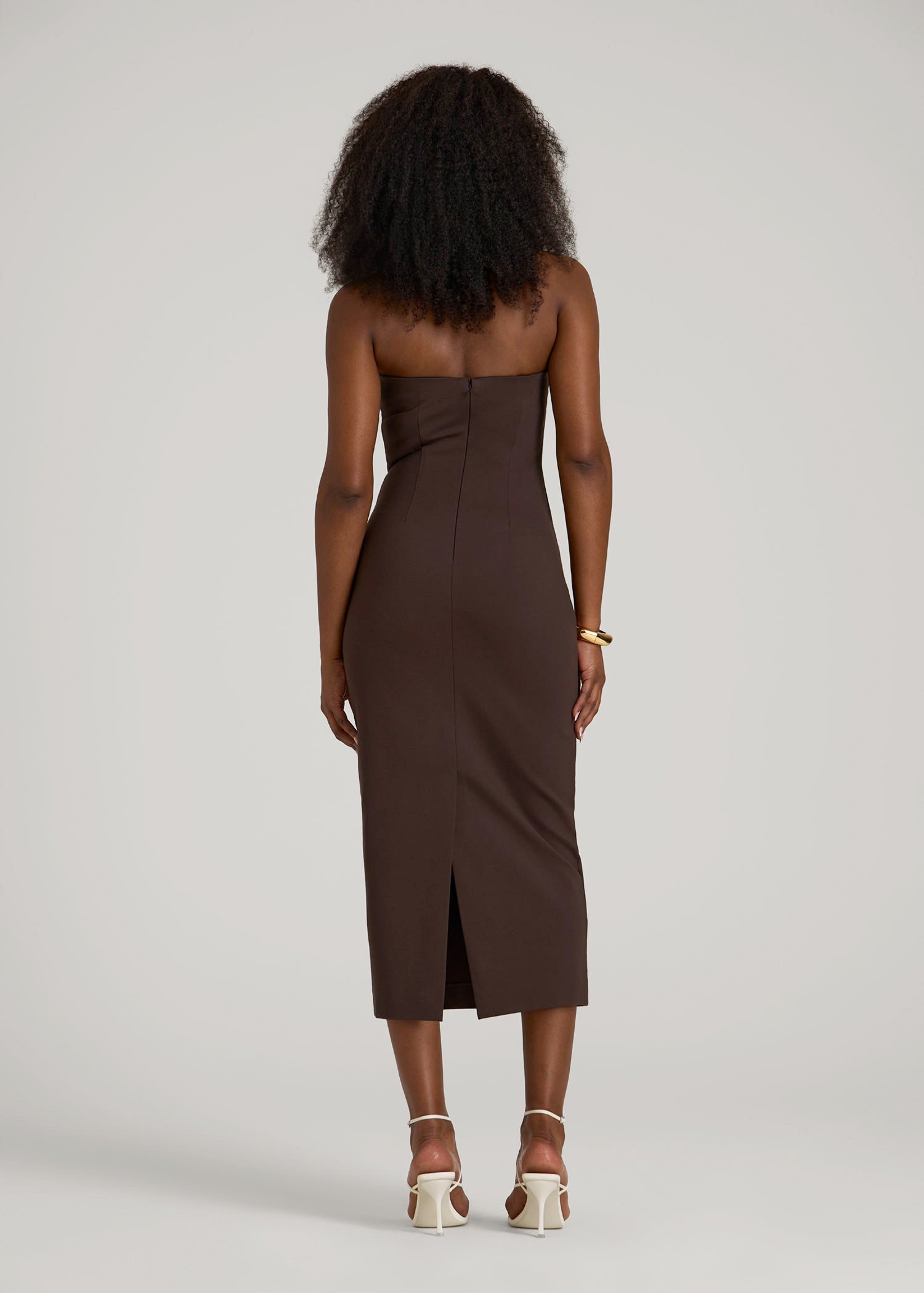 American Tall Sale | Soft Flex Ponte Fitted Bustier Dress for Tall Women in Espresso
