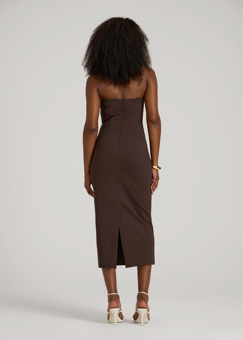 American Tall Sale | Soft Flex Ponte Fitted Bustier Dress for Tall Women in Espresso