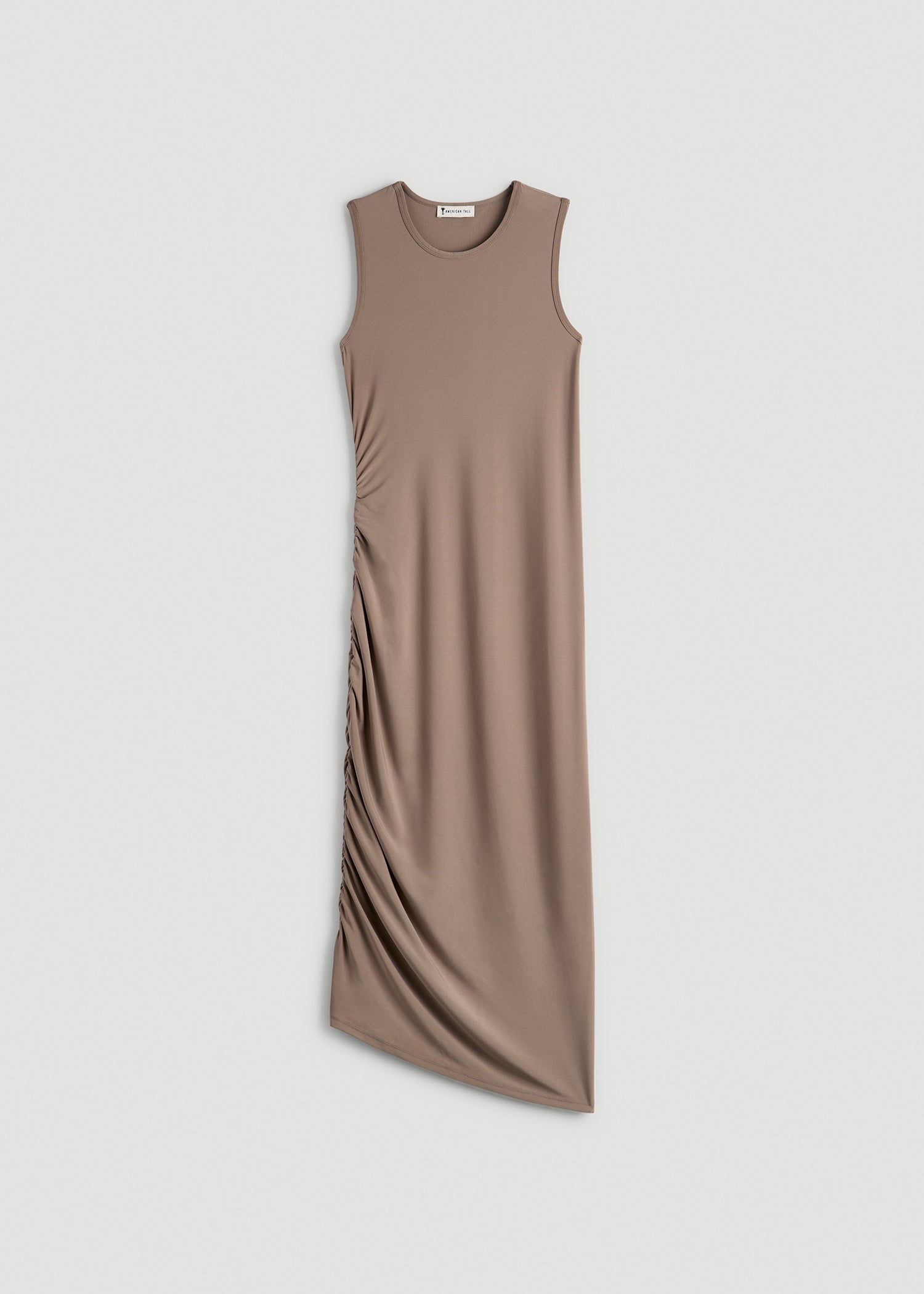 American Tall Online Shop | Ruched Jersey Midi Dress for Tall Women in Dark Sand
