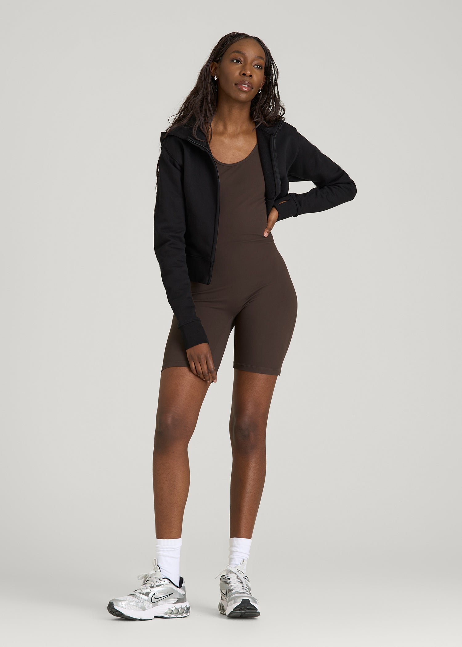 American Tall Discount | Balance Scoopneck Romper for Tall Women in Espresso