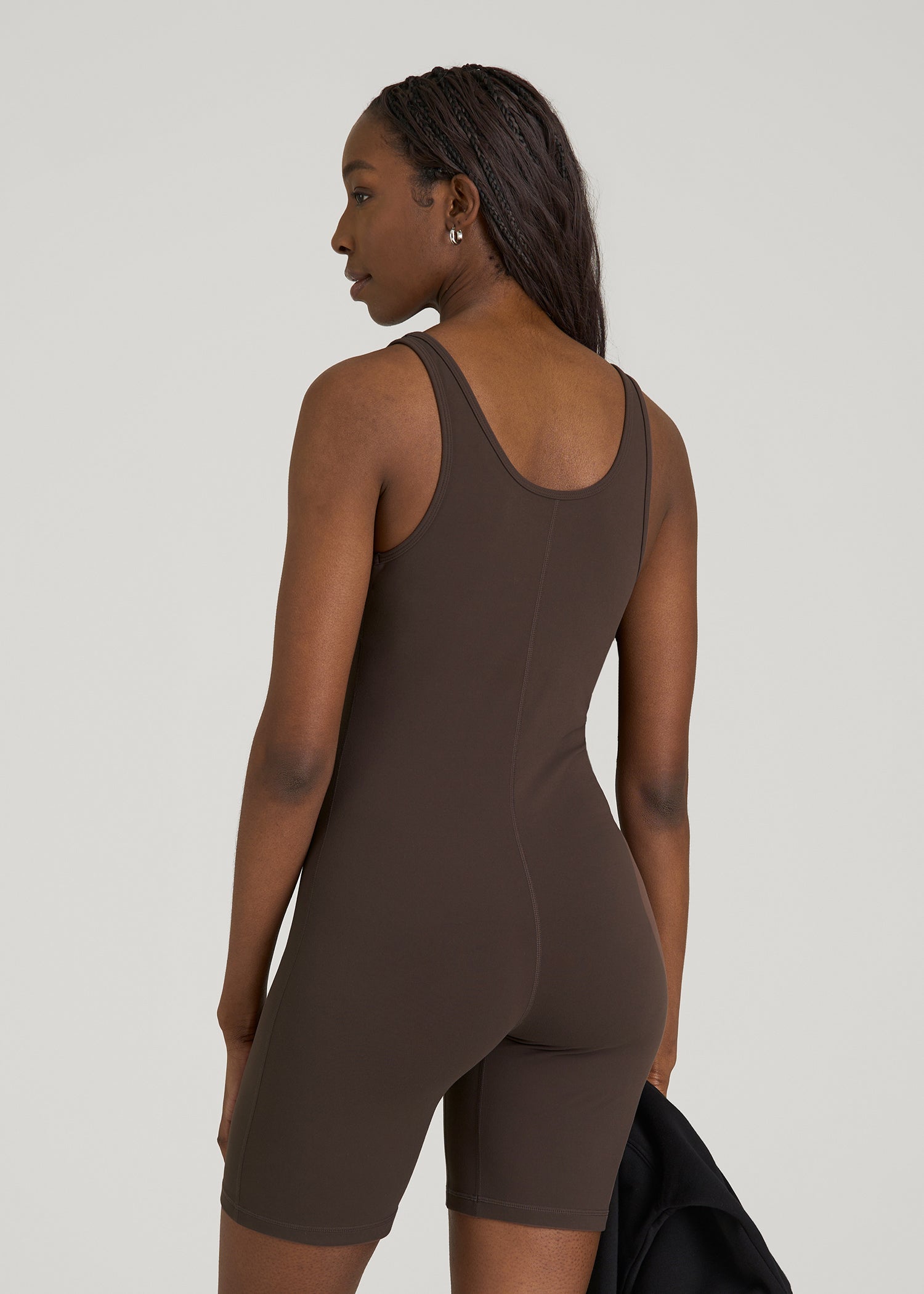 American Tall Discount | Balance Scoopneck Romper for Tall Women in Espresso