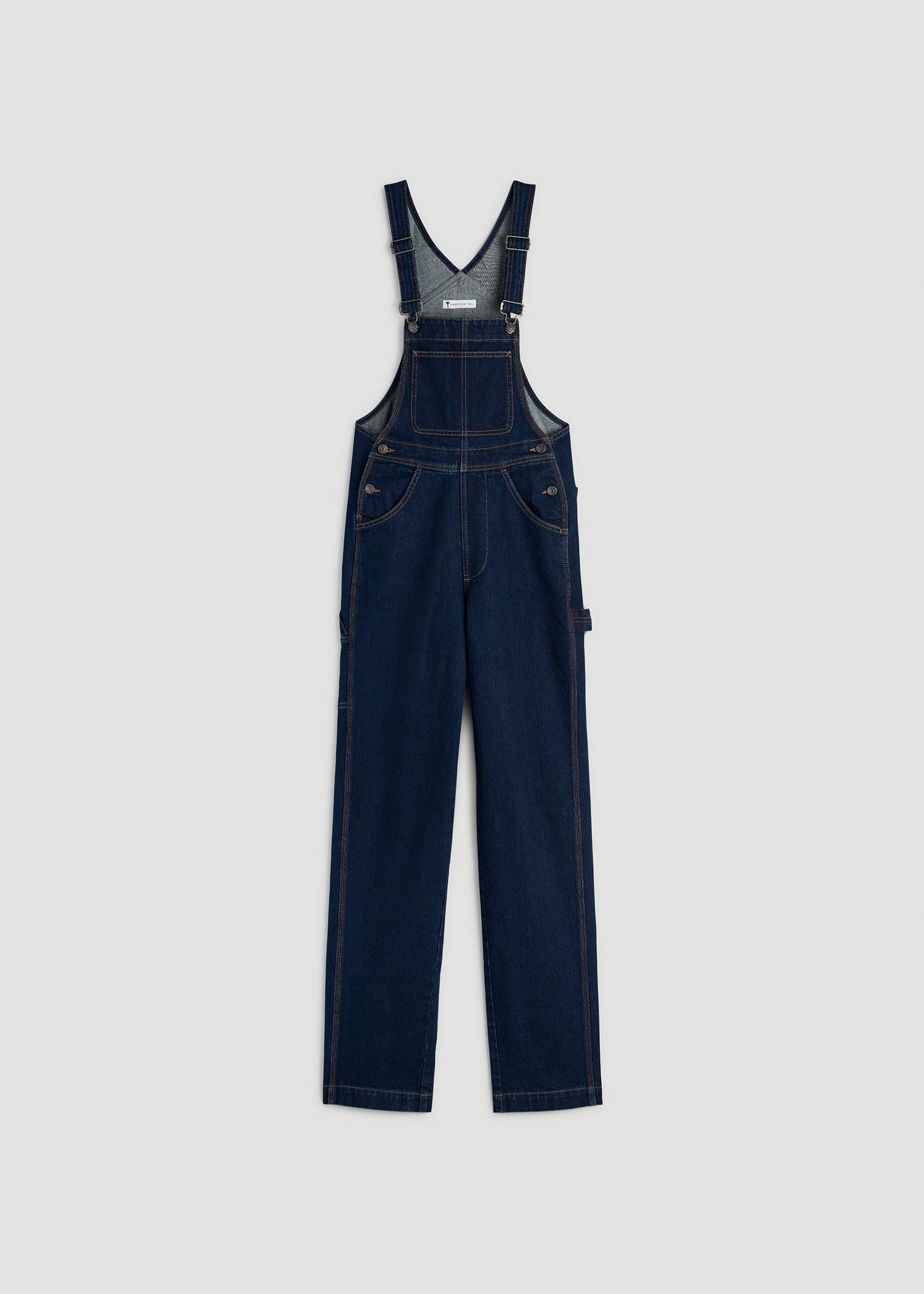 American Tall Online | Denim Overalls for Tall Women in Deep Indigo Wash