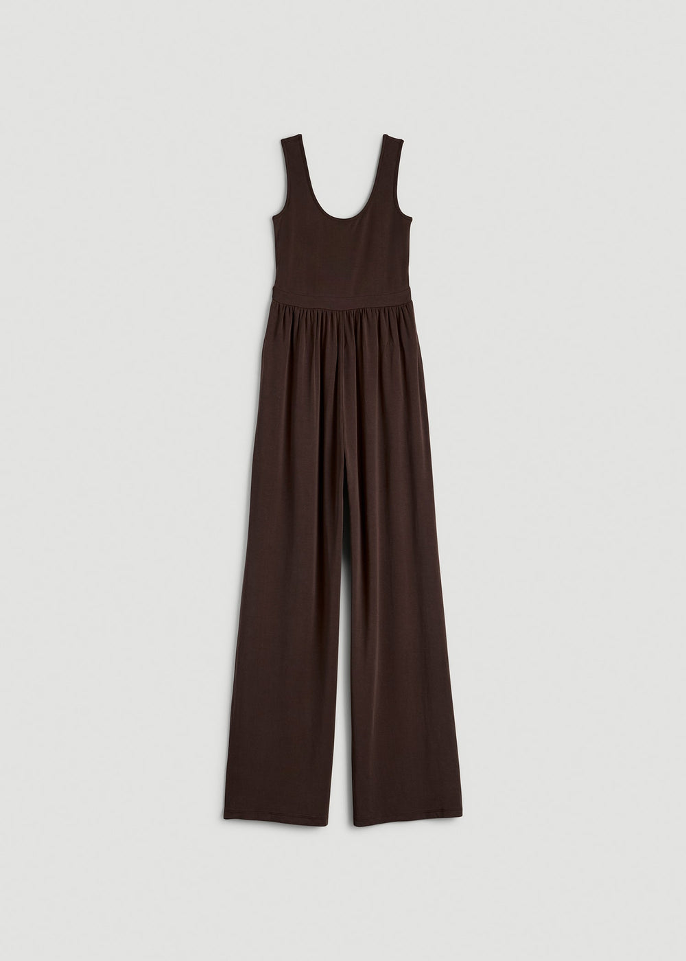 American Tall Sale | Jersey Tank wide leg jumpsuit with pockets for Tall Women in Espresso