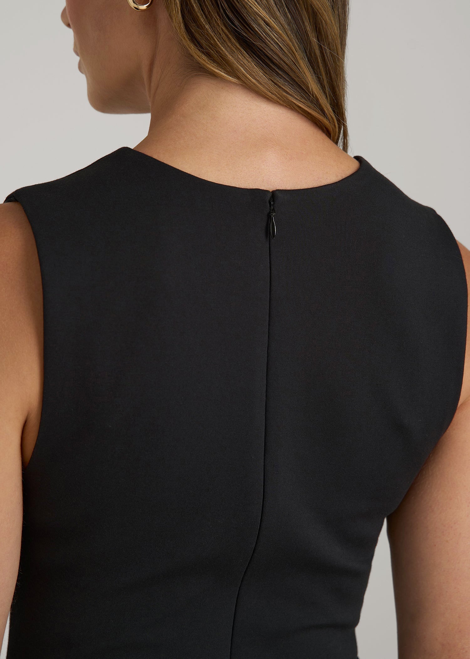 American Tall Outlet | Soft Flex Ponte Wide-Leg V-Neck Jumpsuit for Tall Women in Black