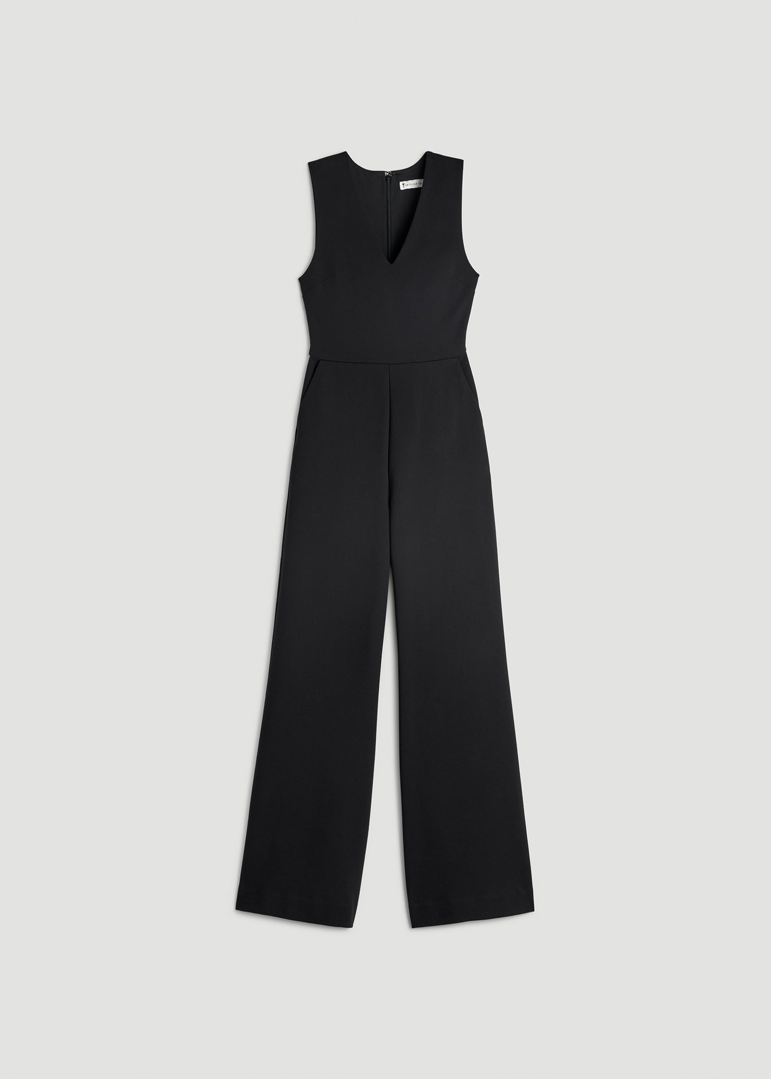 American Tall Outlet | Soft Flex Ponte Wide-Leg V-Neck Jumpsuit for Tall Women in Black
