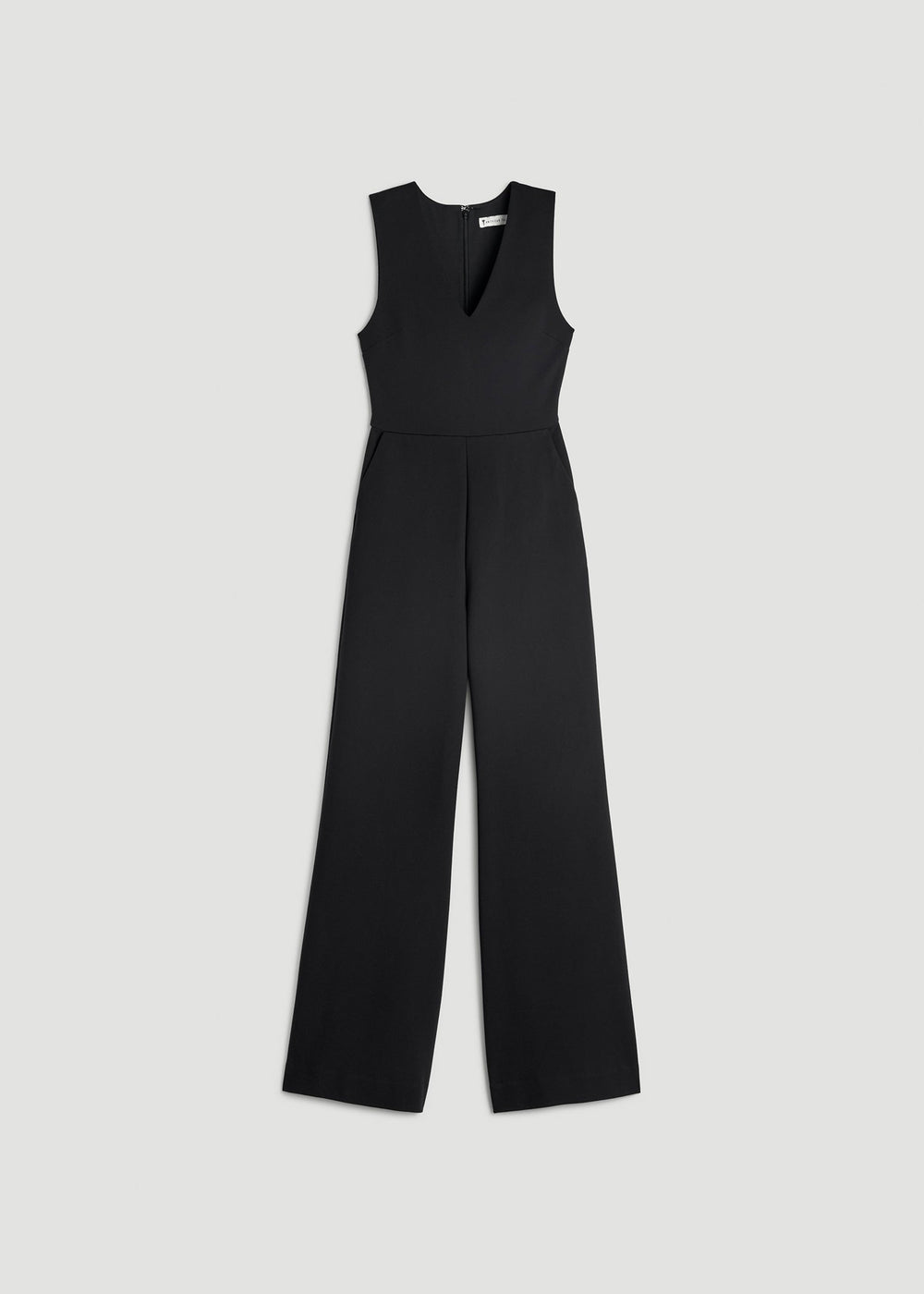 American Tall Outlet | Soft Flex Ponte Wide-Leg V-Neck Jumpsuit for Tall Women in Black