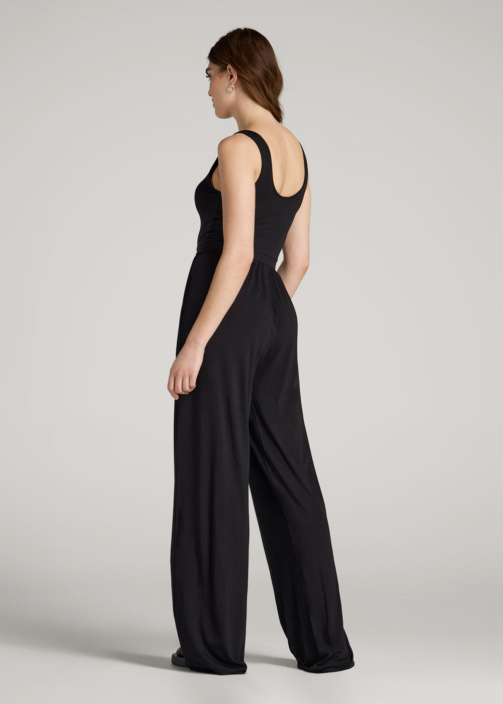 American Tall For Sale | Jersey Tank Wide-Leg Jumpsuit with Pockets for Tall Women in Black
