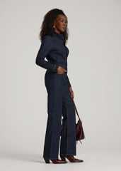 American Tall Online Shop | Long Sleeve Denim Jumpsuit for Tall Women in Rinse Wash