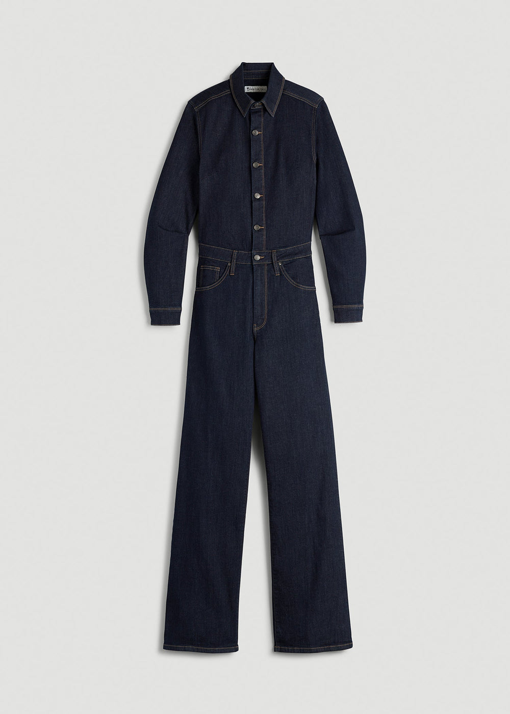 American Tall Online Shop | Long Sleeve Denim Jumpsuit for Tall Women in Rinse Wash