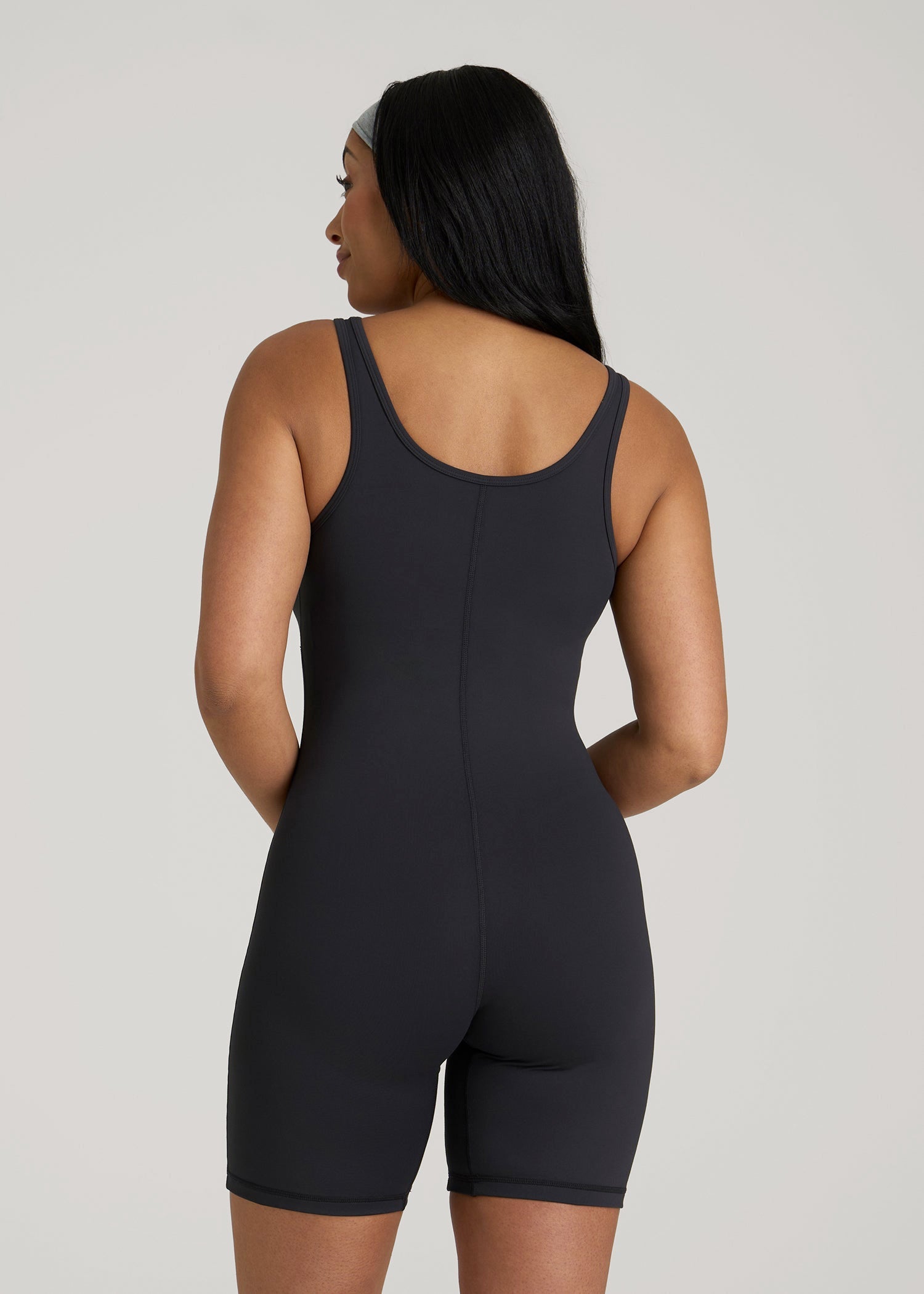 American Tall Discount | Balance Scoopneck Romper for Tall Women in Black