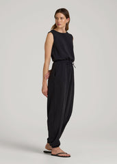 American Tall Online | Soft Motion Sleeveless Sweatpant Jumpsuit for Tall Women in Black