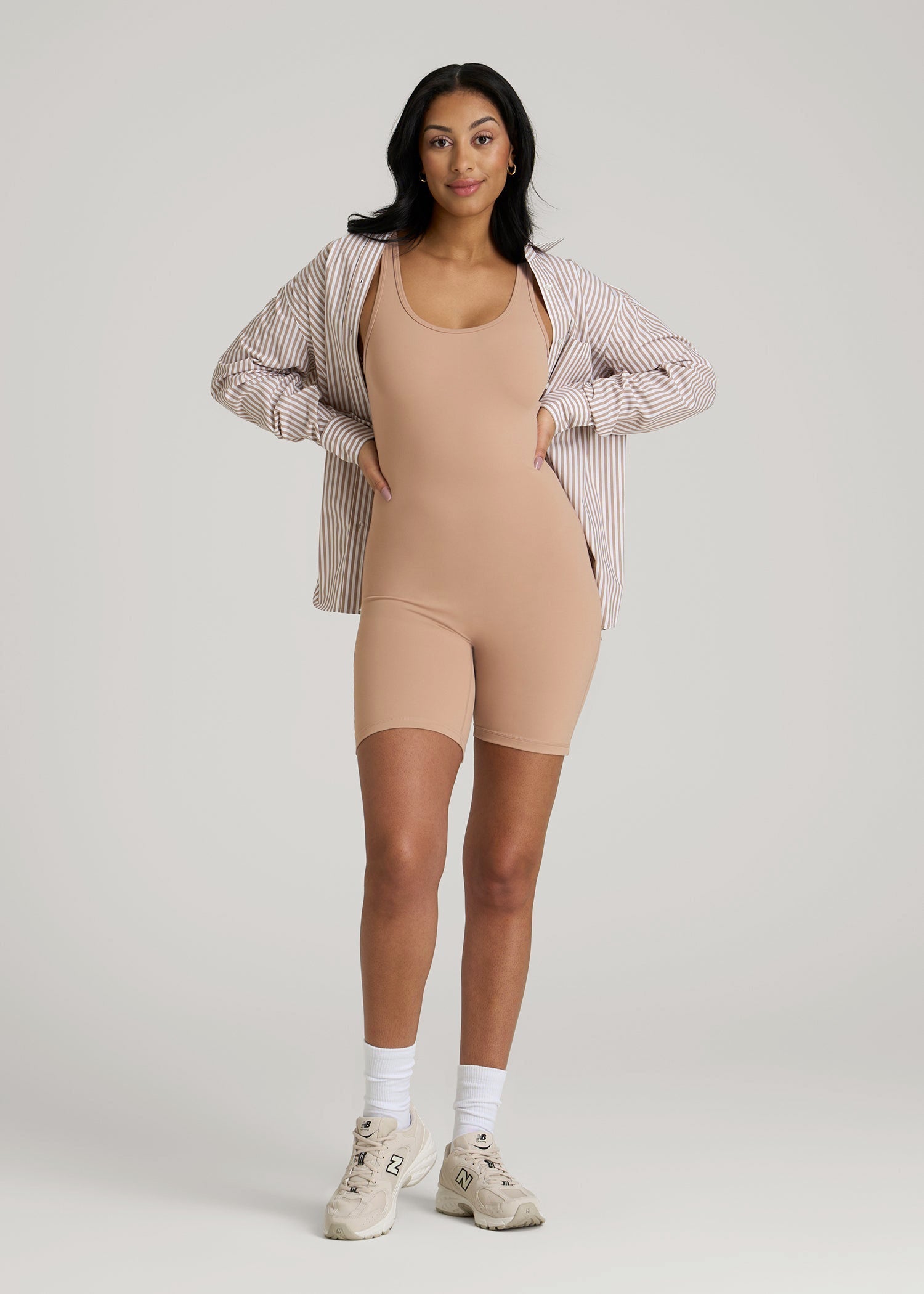 American Tall Sale | Balance Scoopneck Romper for Tall Women in Sun Tan