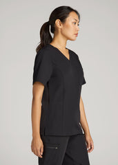 American Tall Outlet | Short Sleeve V-Neck Scrub Top for Tall Women in Black