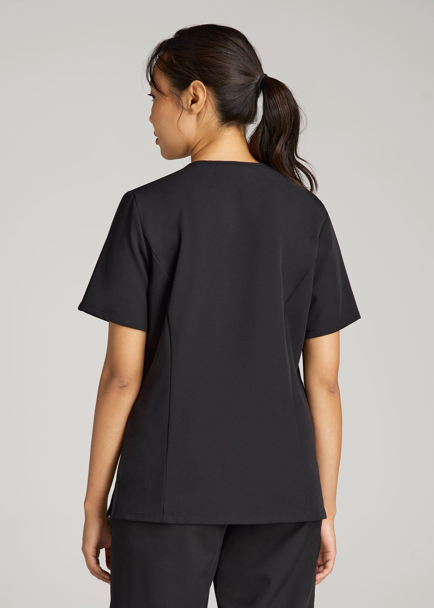 American Tall Outlet | Short Sleeve V-Neck Scrub Top for Tall Women in Black
