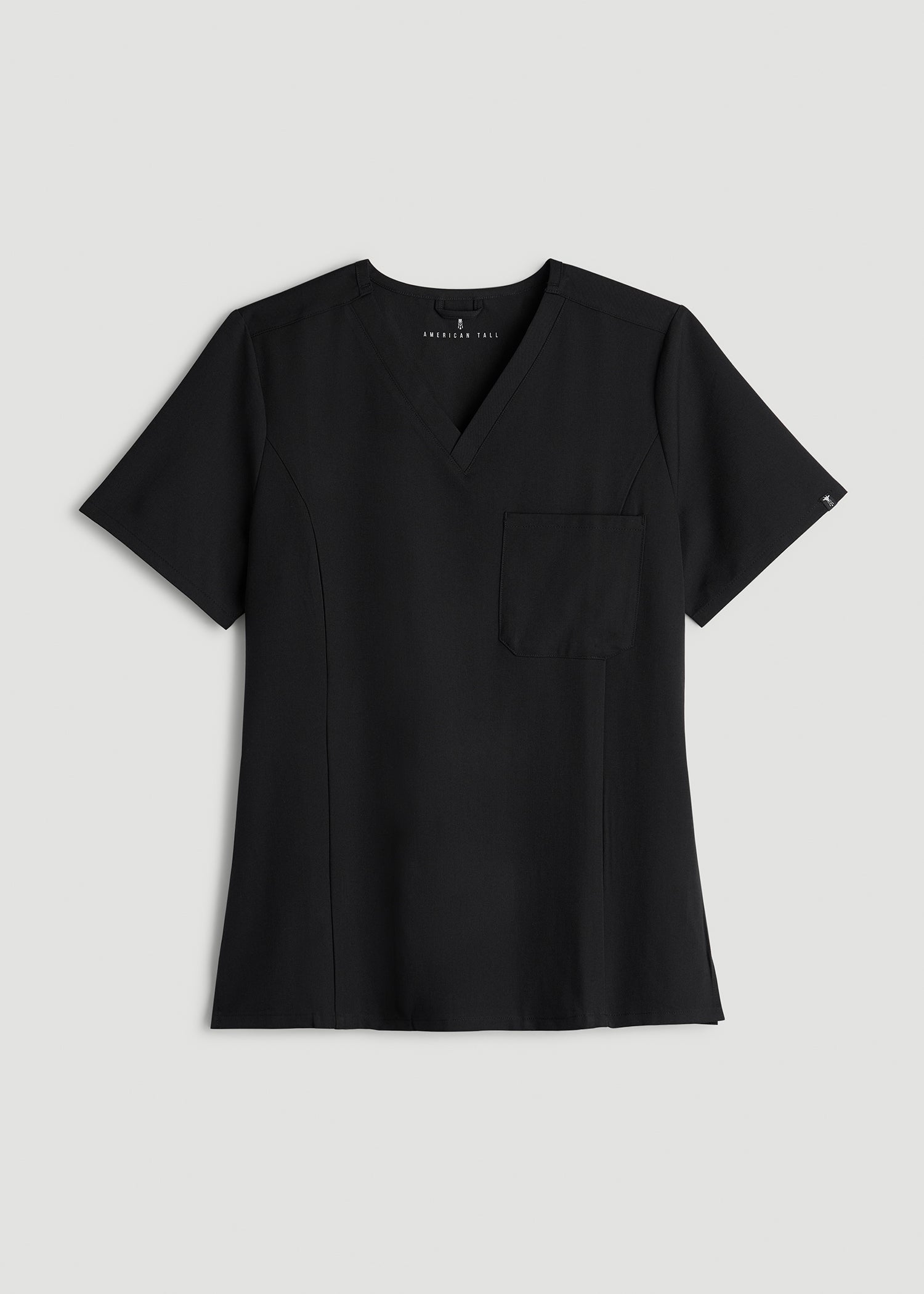 American Tall Outlet | Short Sleeve V-Neck Scrub Top for Tall Women in Black