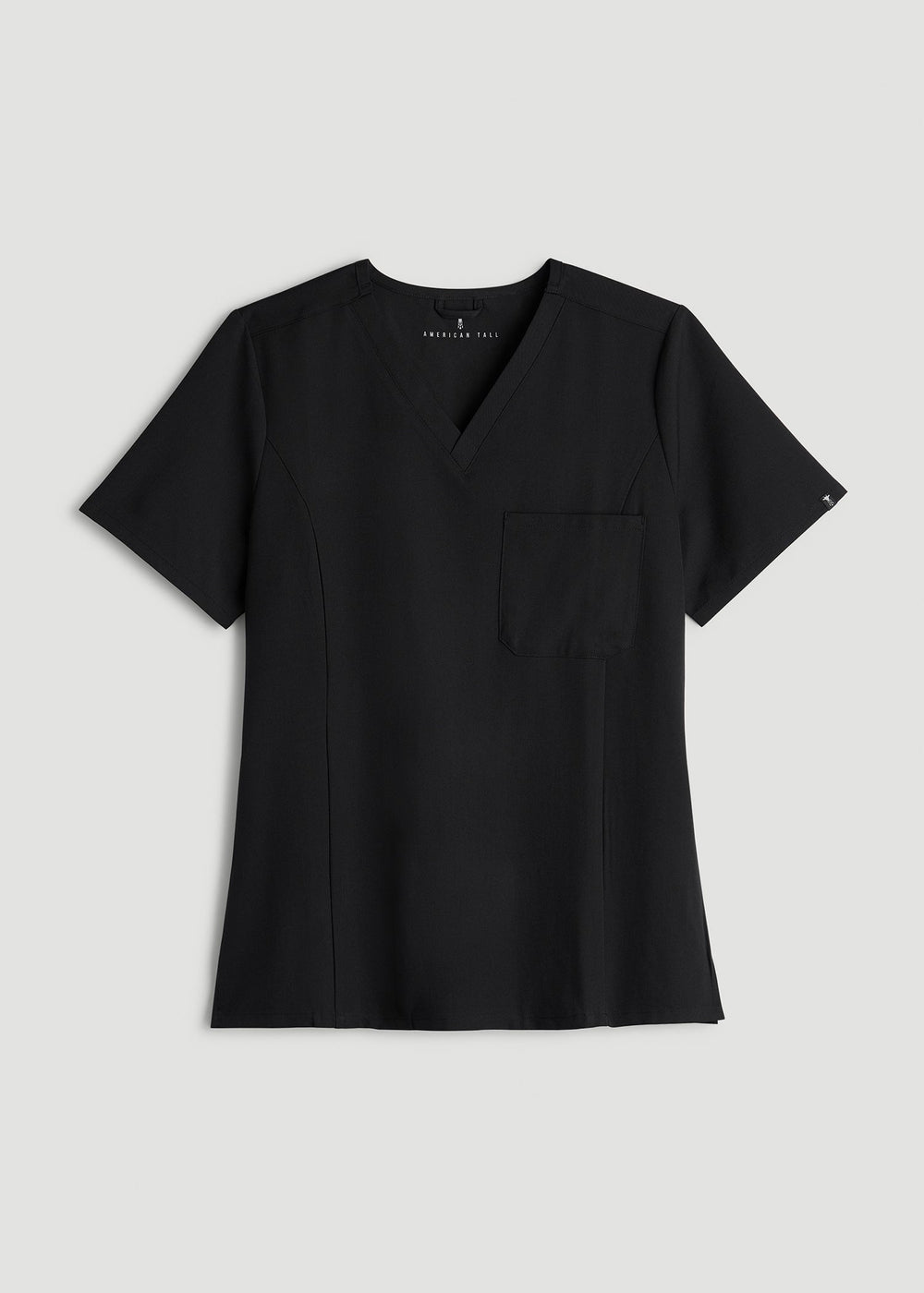 American Tall Outlet | Short Sleeve V-Neck Scrub Top for Tall Women in Black
