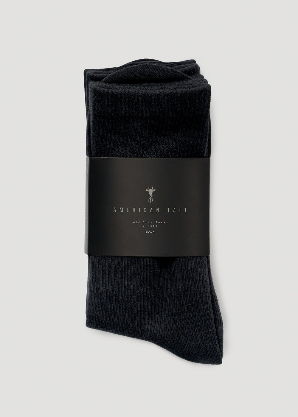 American Tall Discount | Mid Crew Socks (X-Large Size: 10-13) for Tall Women in Black