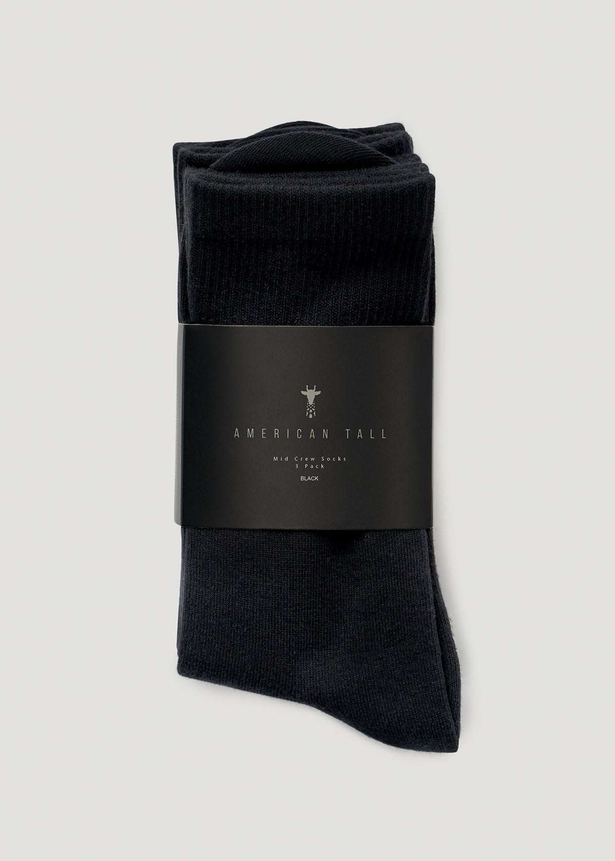 American Tall Discount | Mid Crew Socks (X-Large Size: 10-13) for Tall Women in Black