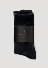 American Tall Discount | Mid Crew Socks (X-Large Size: 10-13) for Tall Women in Black