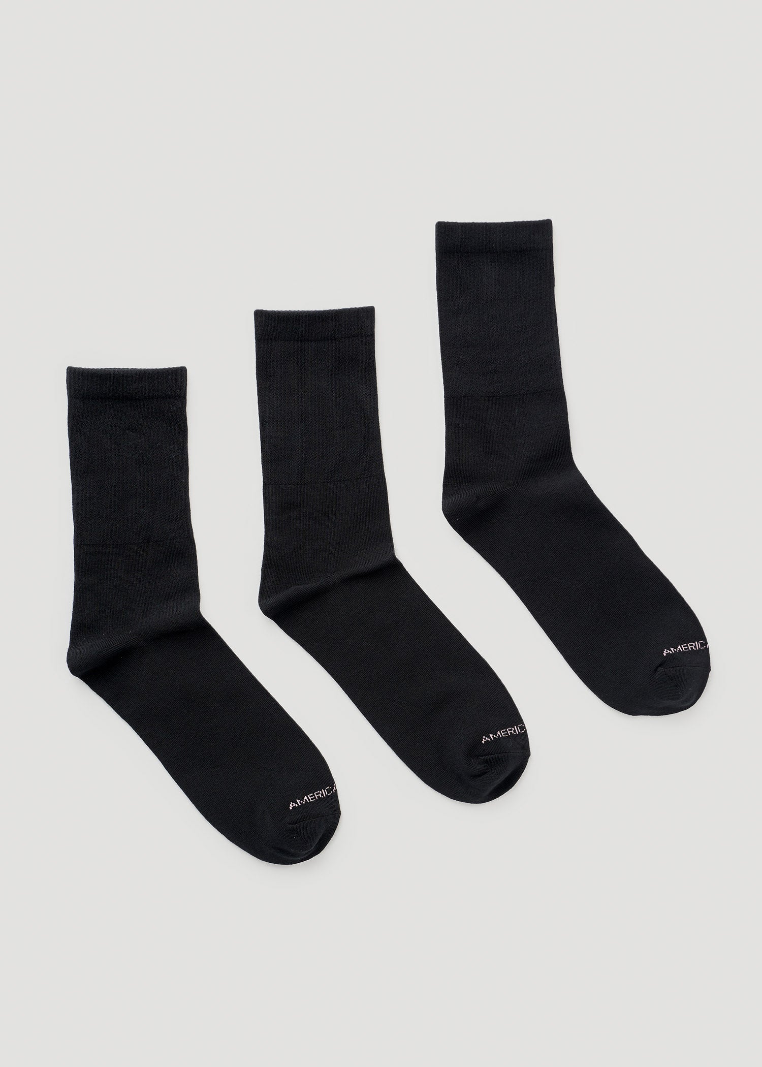 American Tall Discount | Mid Crew Socks (X-Large Size: 10-13) for Tall Women in Black