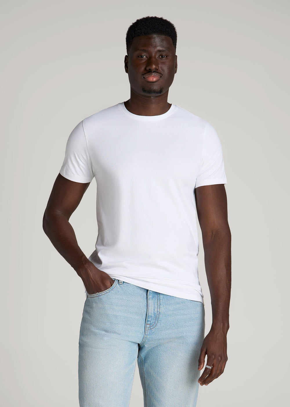 American Tall Outlet | The Essential Modern Fit Crewneck Tee for Tall Men in White