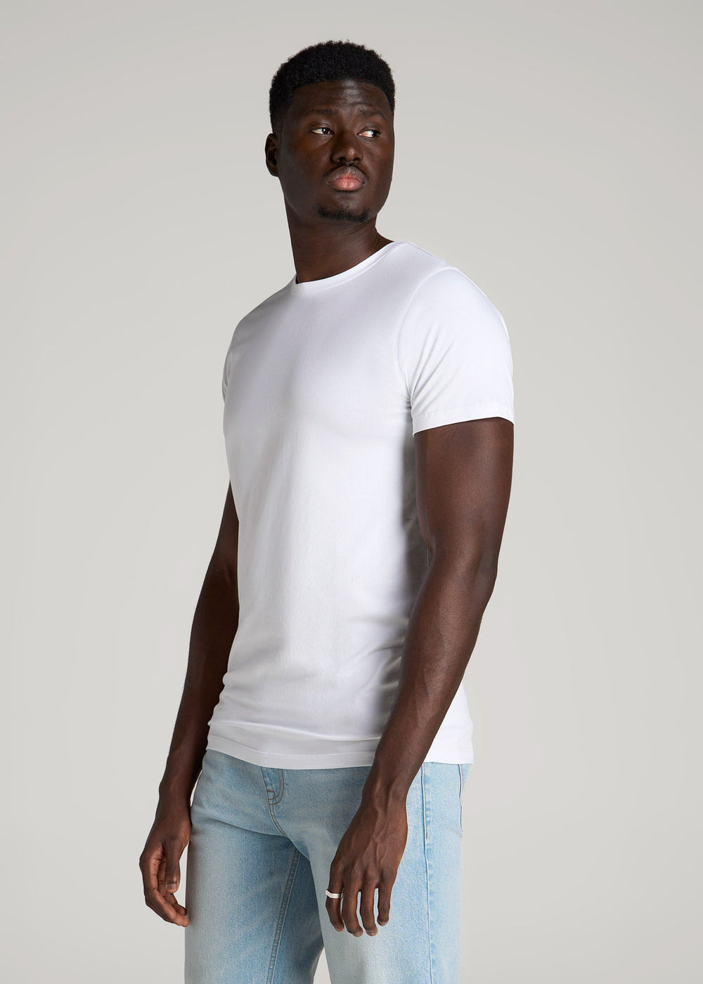 American Tall Outlet | The Essential Modern Fit Crewneck Tee for Tall Men in White