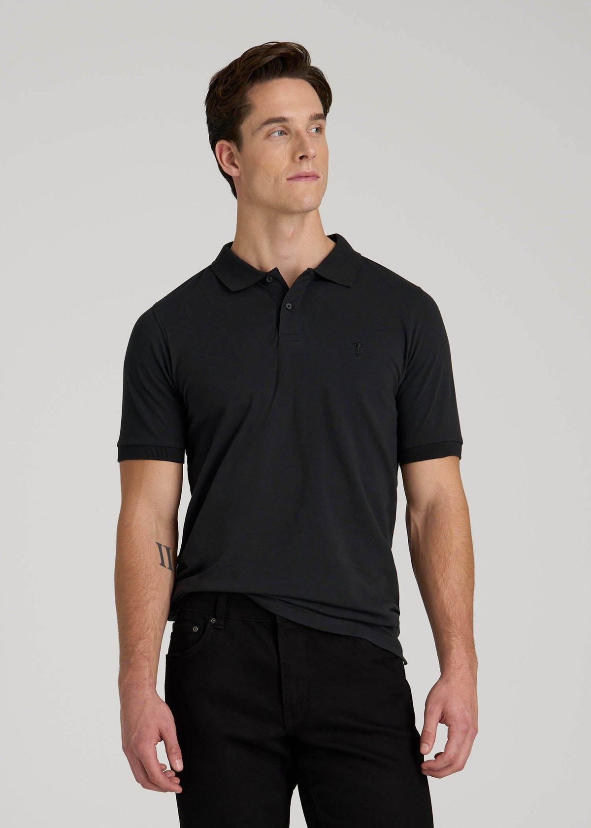 American Tall Sale | Classic Polo with Embroidered Logo for Tall Men in Black